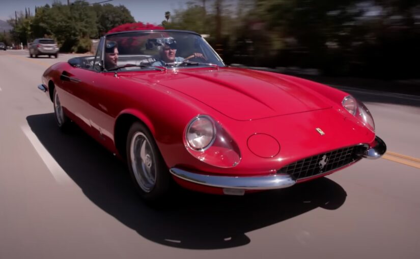 Jay Leno drops the top on a 1967 Ferrari 365 California Spyder